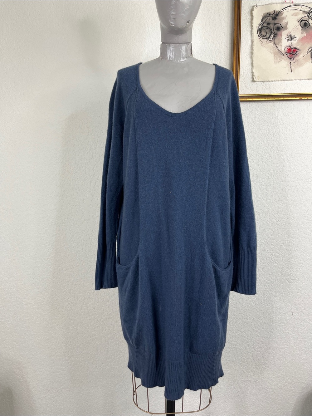 Christopher Fischer Orange Label Cashmere Long Sleeve Pockets Dress